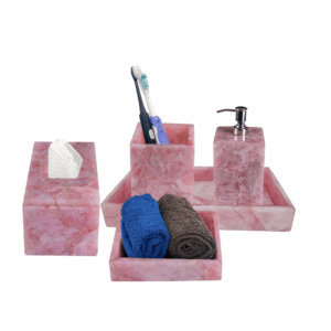 Semiprecious Rose Quartz Bathroom Set