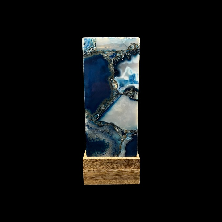 Blue Agate Semiprecious Rectangle Lamp
