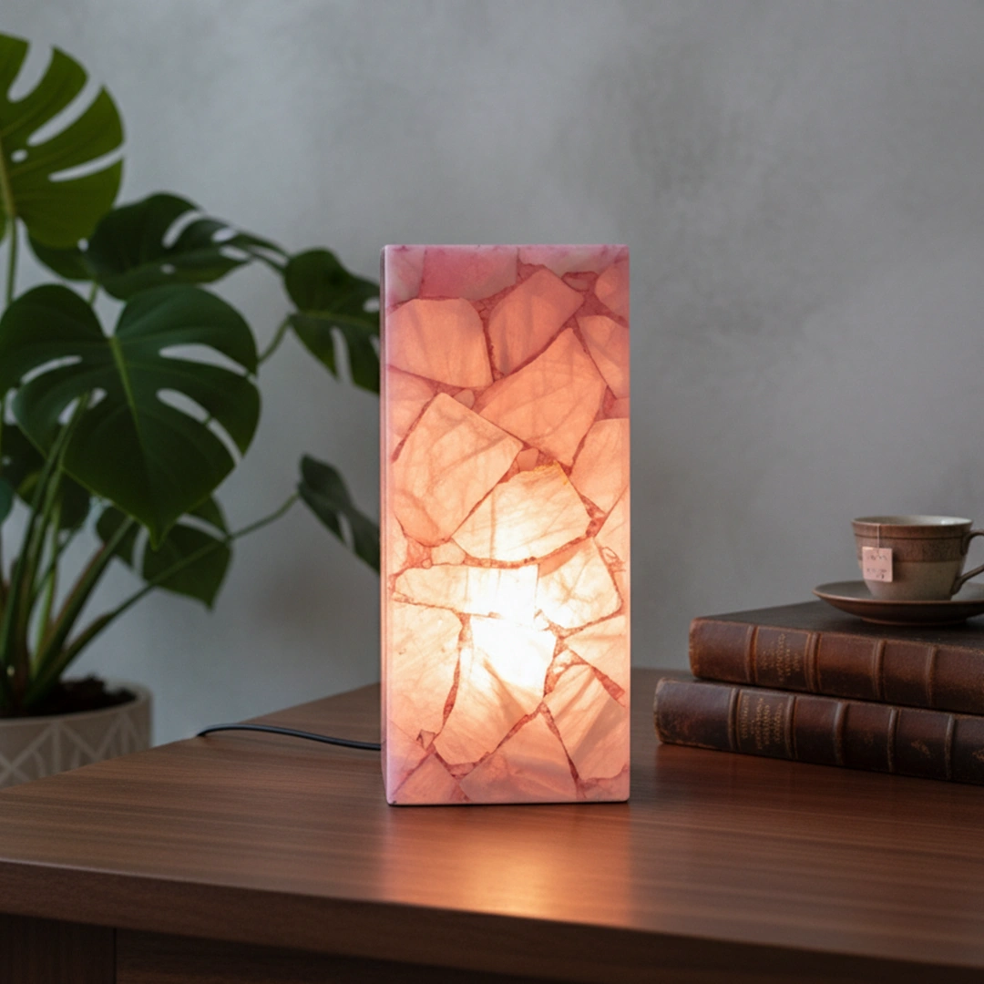 Rose Quartz Lamp Rectangle