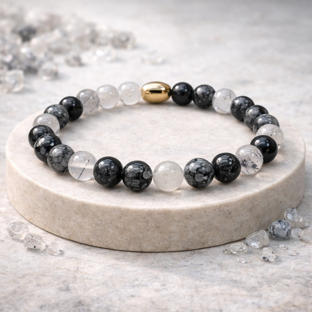 Black Rutile Semi-Precious Bracelet