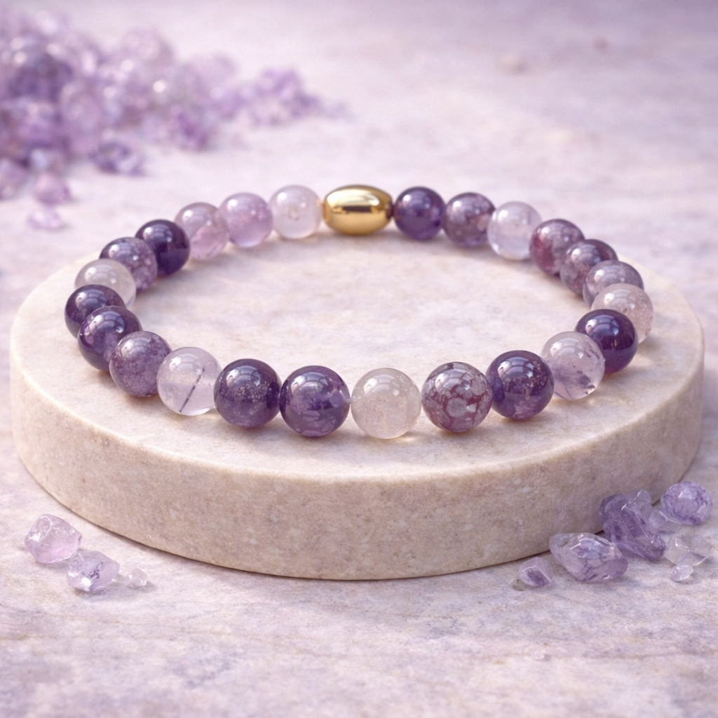 Chevron Amethyst Semi-Precious Bracelet