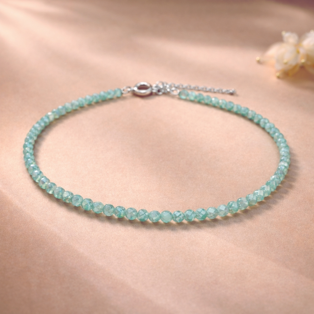 Aquamarine Crystal Anklet