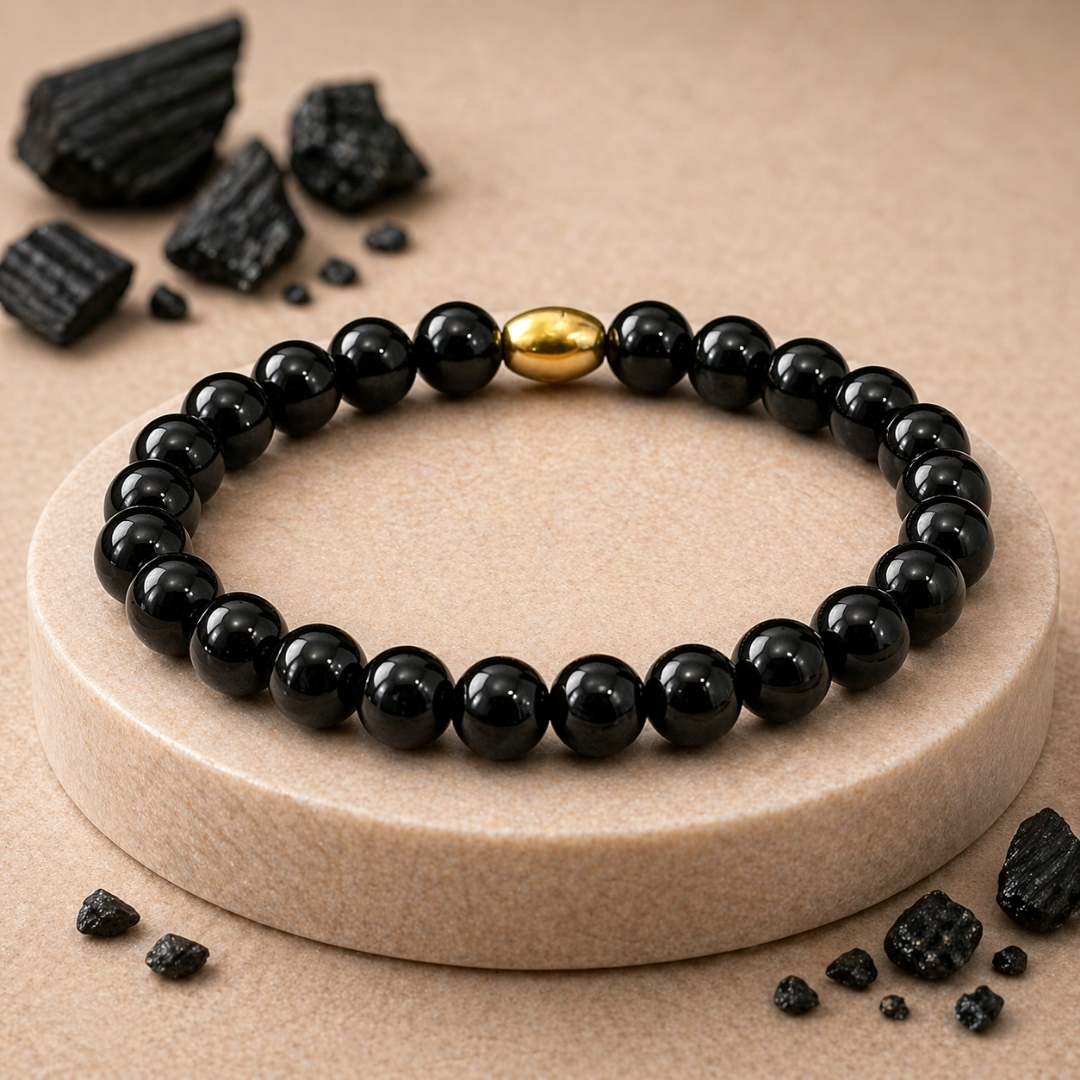 Black Tourmaline Semi-Precious Bracelet
