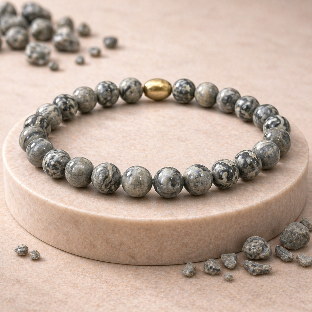 Gray Jasper Semi-Precious Bracelet