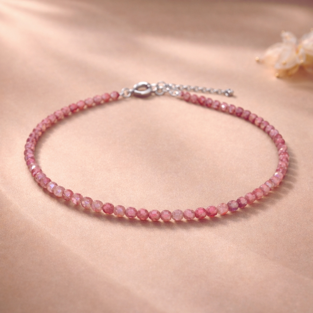 Rhodonite Crystal Anklet