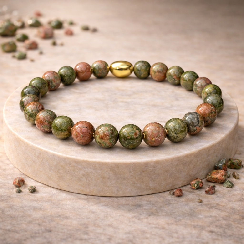 Unakite Semi-Precious Bracelet